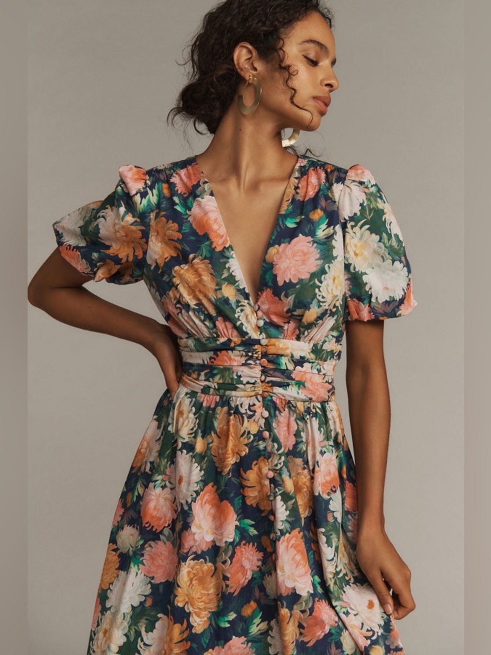 Anthropologie The Katerina Floral Button-Front Dress - Picture 4 of 11